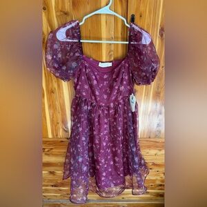 Altar'd State Burgundy Floral Mini Dress